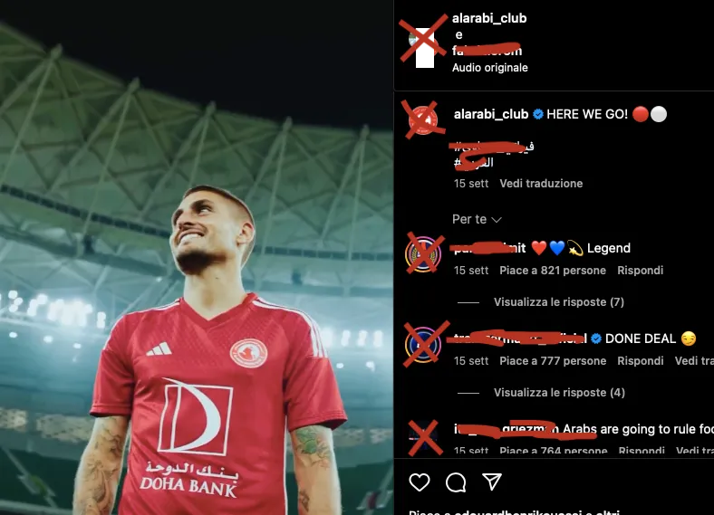 Verratti celebrato da un video dell'Al Arabi