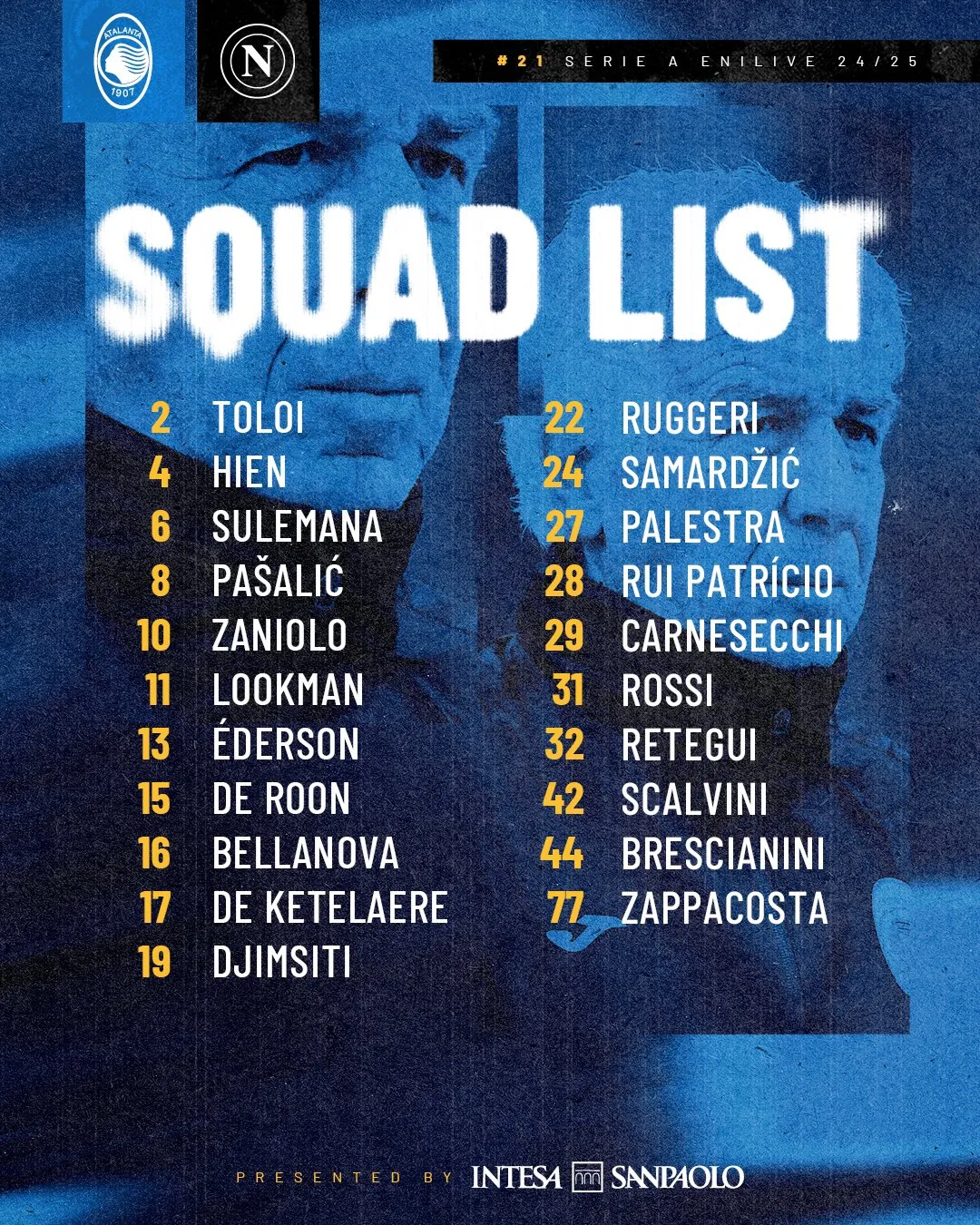 atalanta convocati