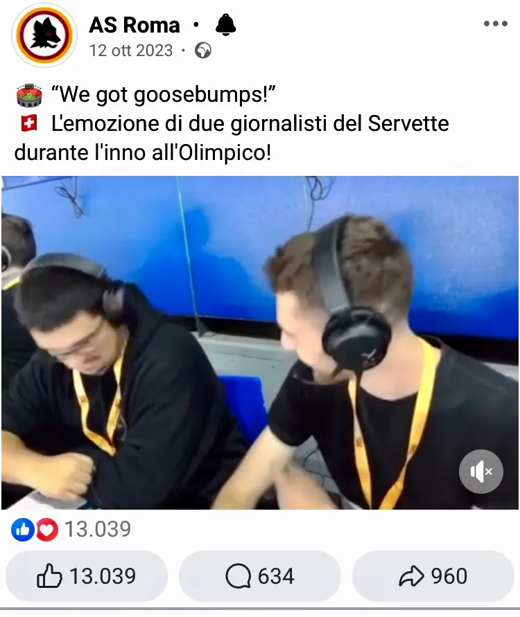 Telecronisti svizzeri per il match Roma-Servette
