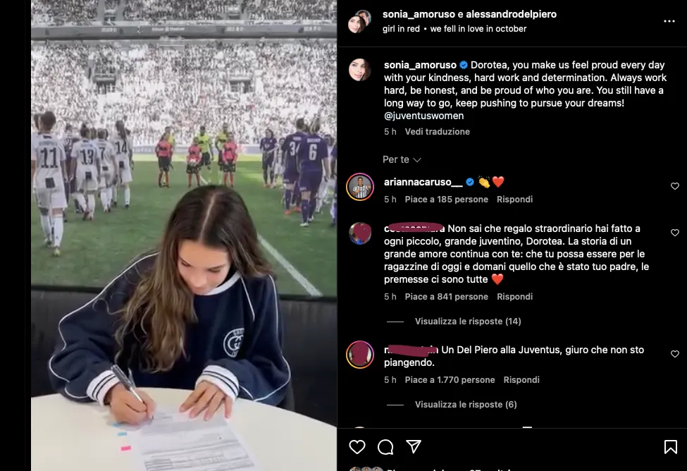 Dorotea Del Piero firma