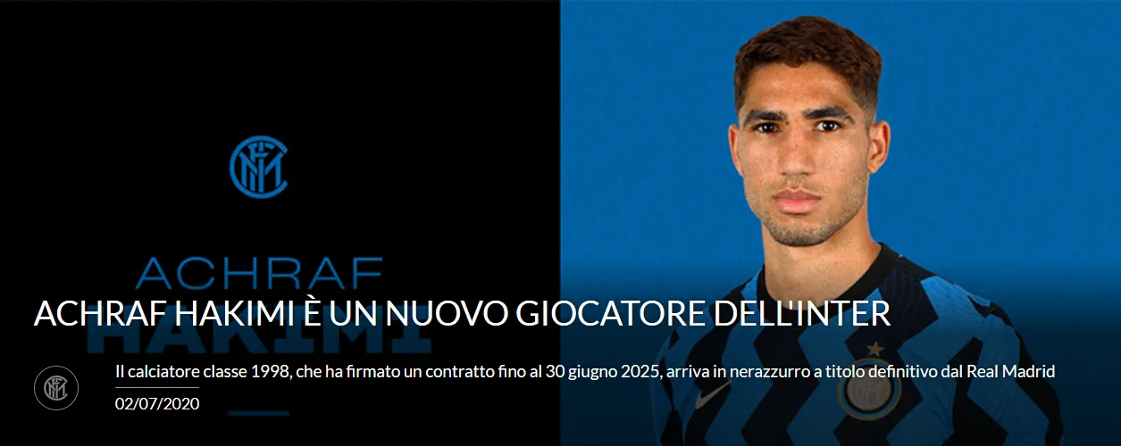 Ufficiale: Hakimi è un giocatore dell'Inter!