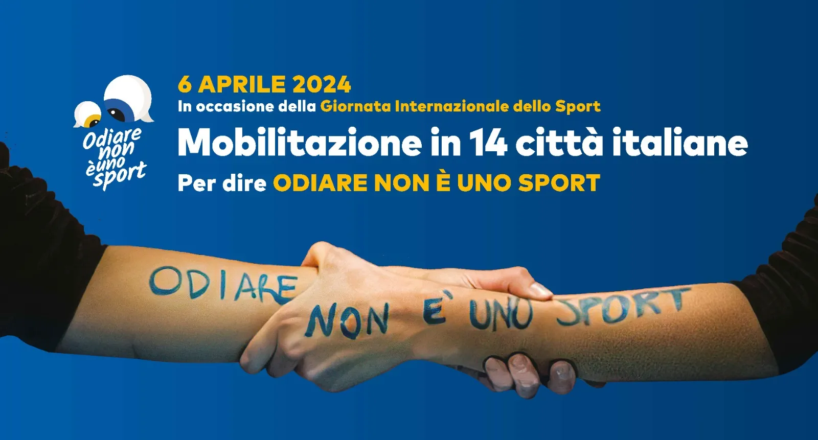 Odiare non è uno sport, il 6 aprile flash mob nelle città