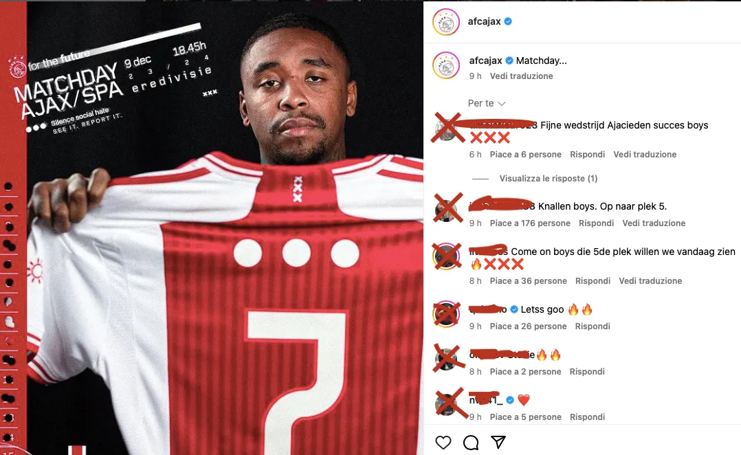 Ajax contro odio social
