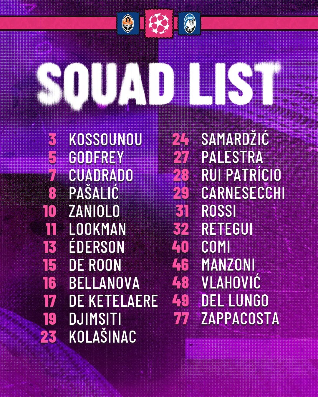 Atalanta convocati