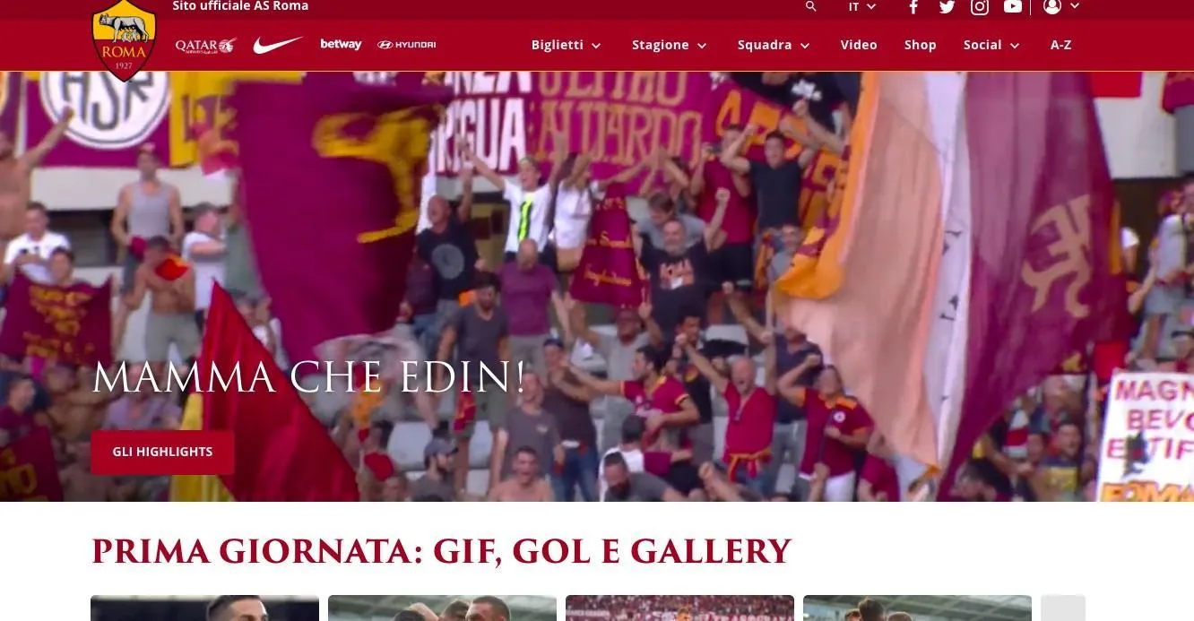 Roma: Il sito ufficiale si rinnova