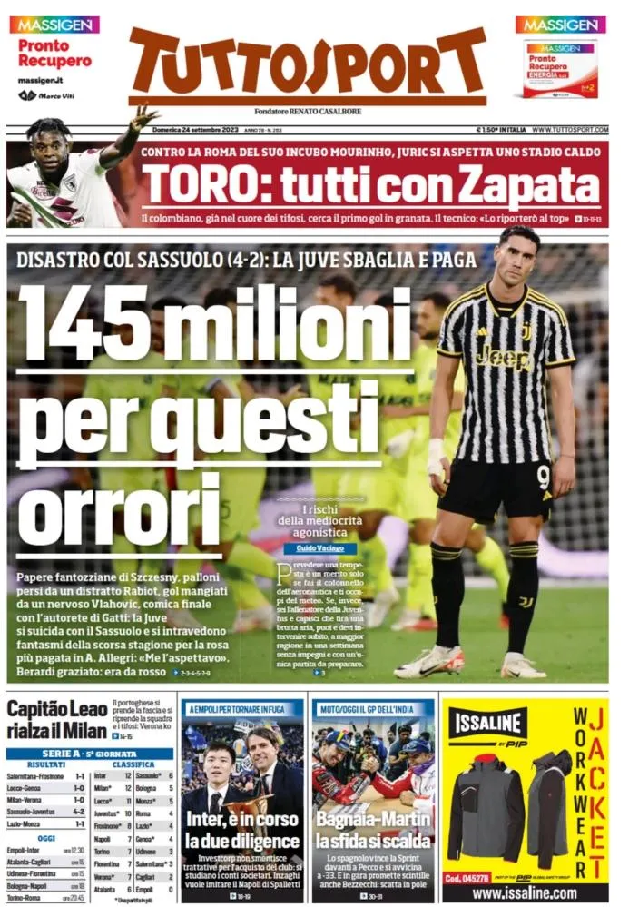 Rassegna stampa, i quotidiani del 24 settembre