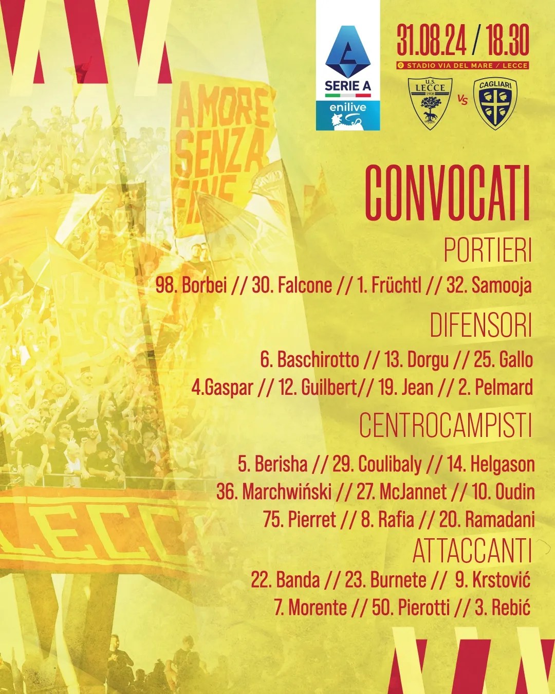 lecce convocati