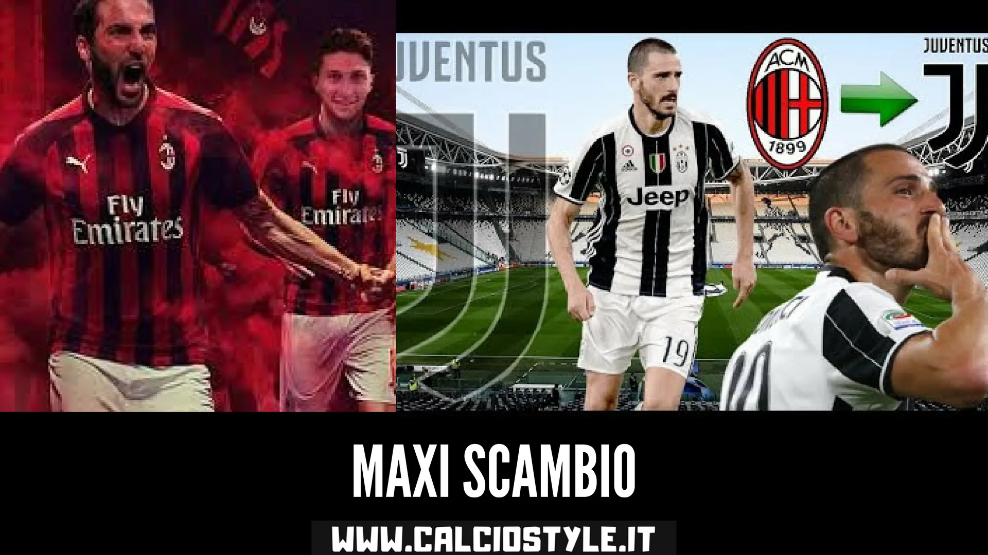 Higuain-Caldara al Milan e Bonucci alla Juve è fatta!!
