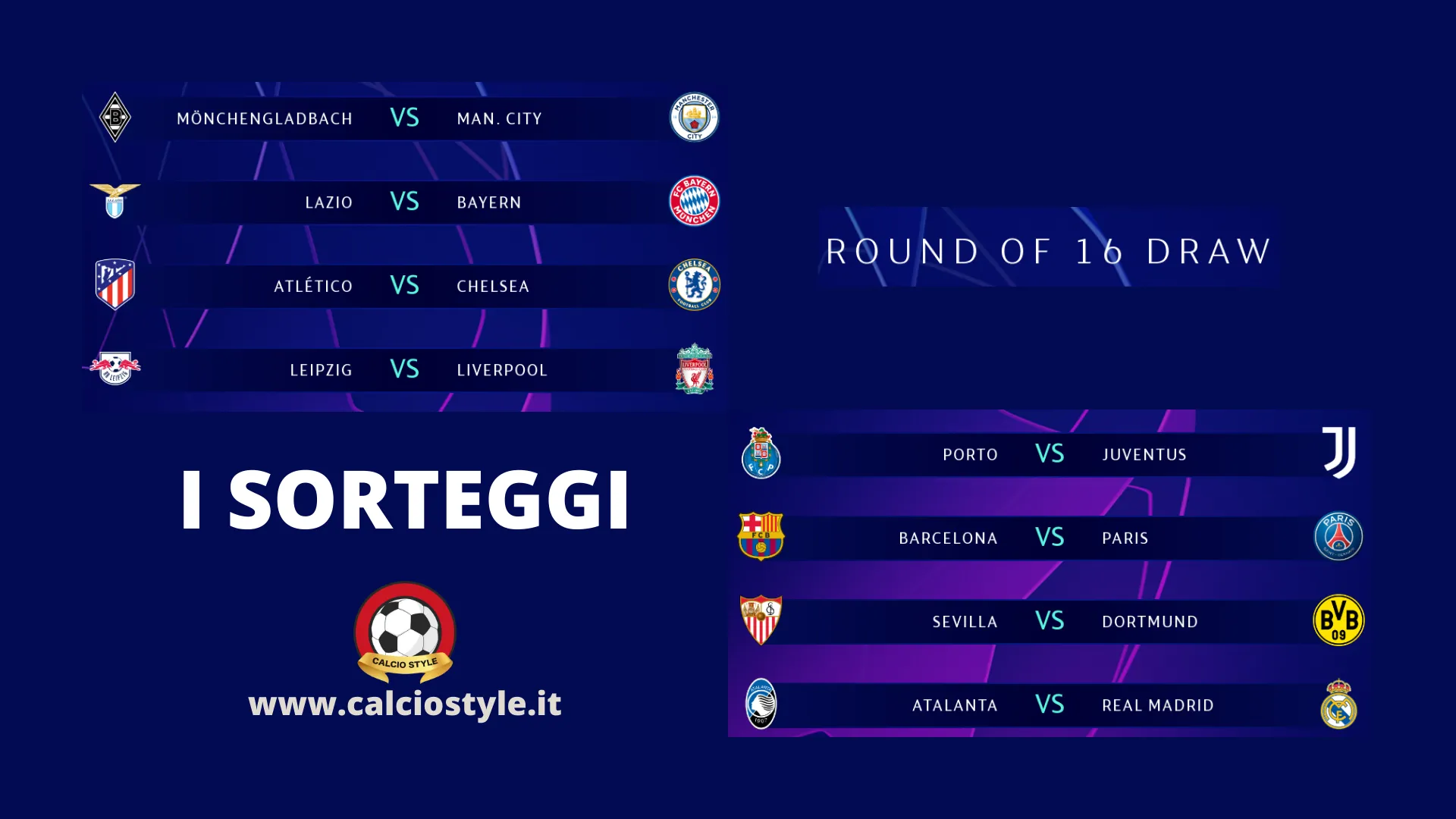 Champions League, il sorteggio degli ottavi: Juventus-Porto, Atalanta-Real, Lazio-Bayern