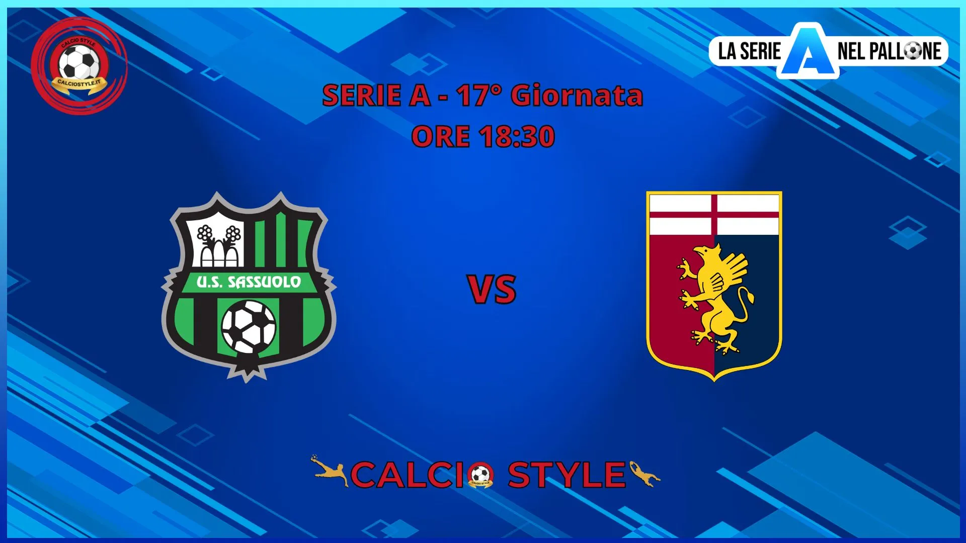 Sassuolo vs Genoa: le formazioni ufficiali