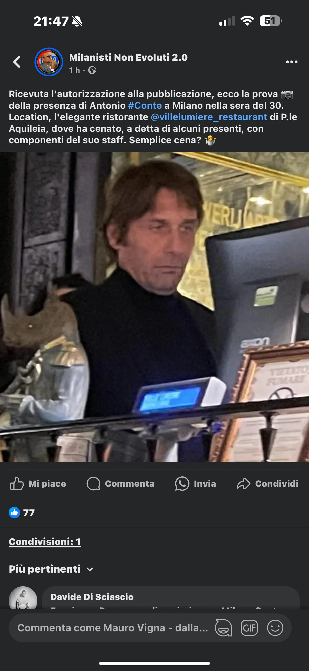 Milan, galeotta la cena al Ville Lumière: Conte prepara il ritorno