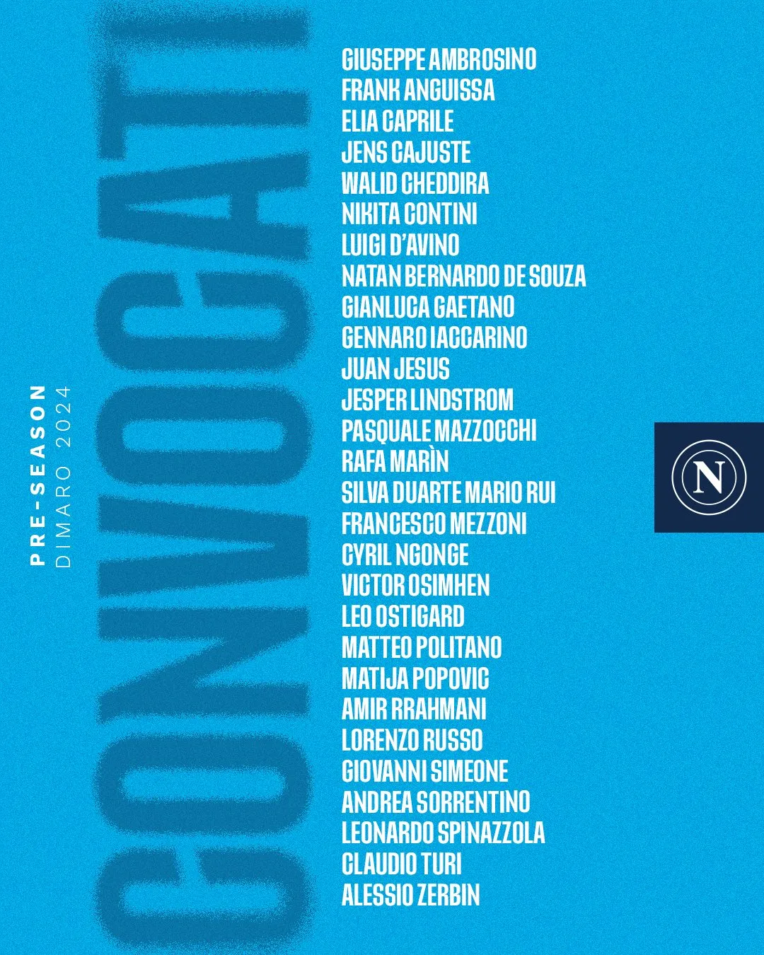 Napoli, la lista dei convocati di Dimaro