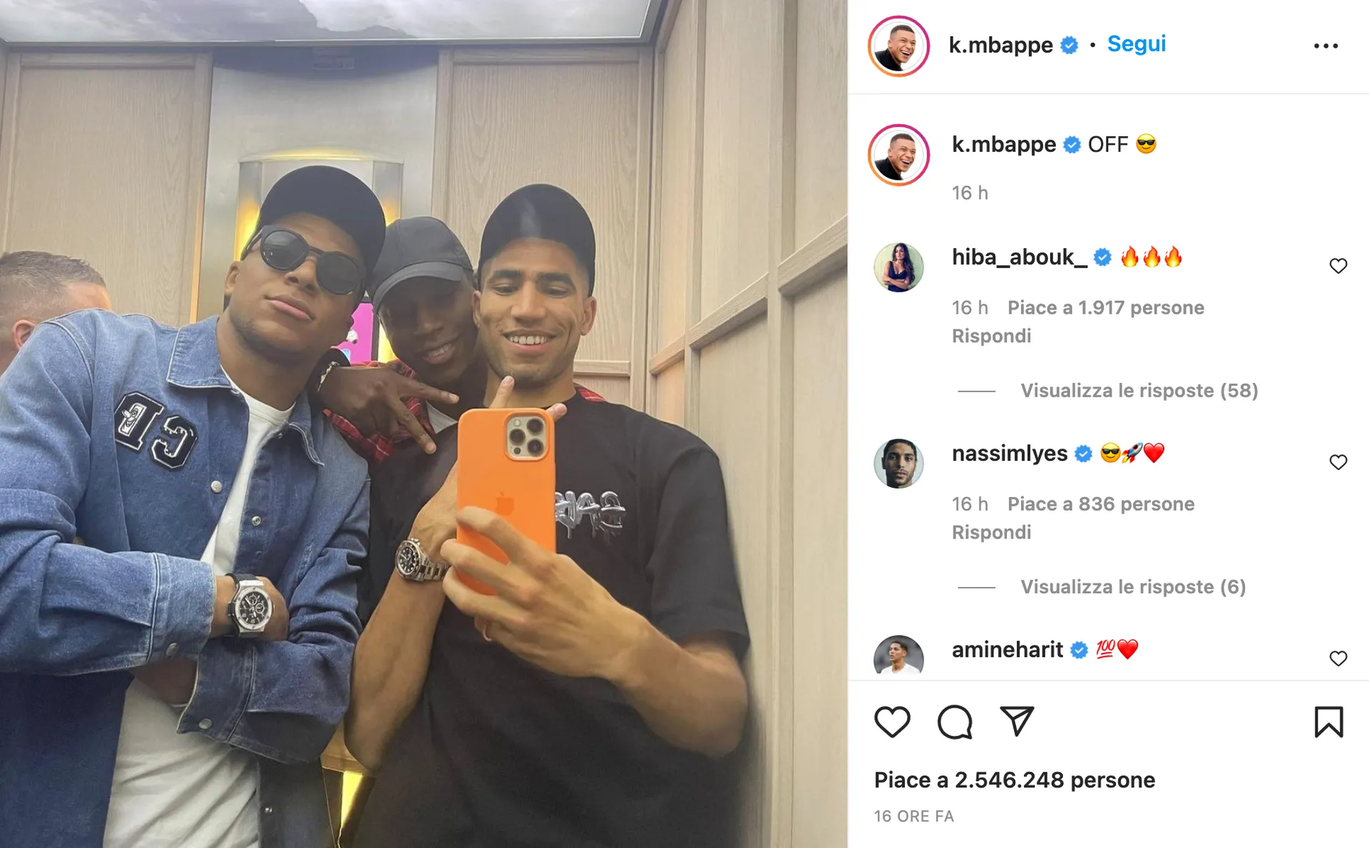 Mbappé su Instagram