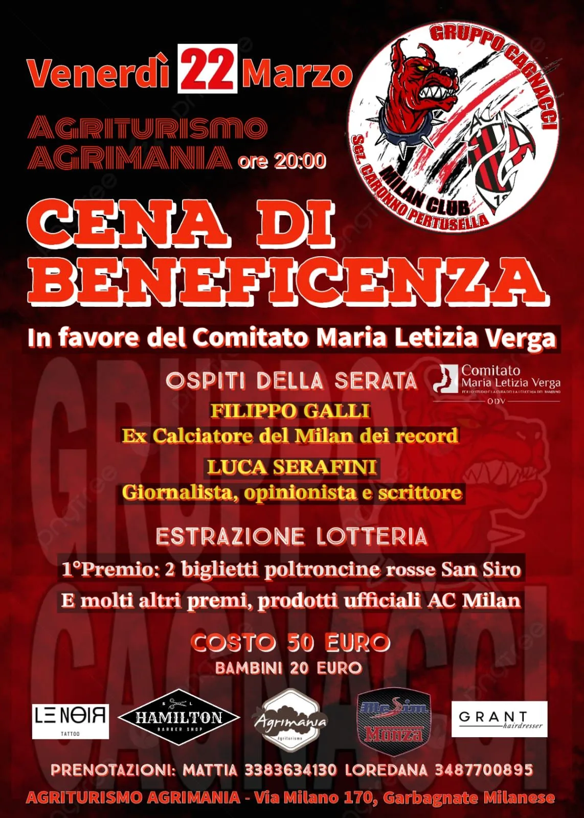 Cena di beneficienza del Gruppo Cagnacci, in favore di Maria Letizia Verga