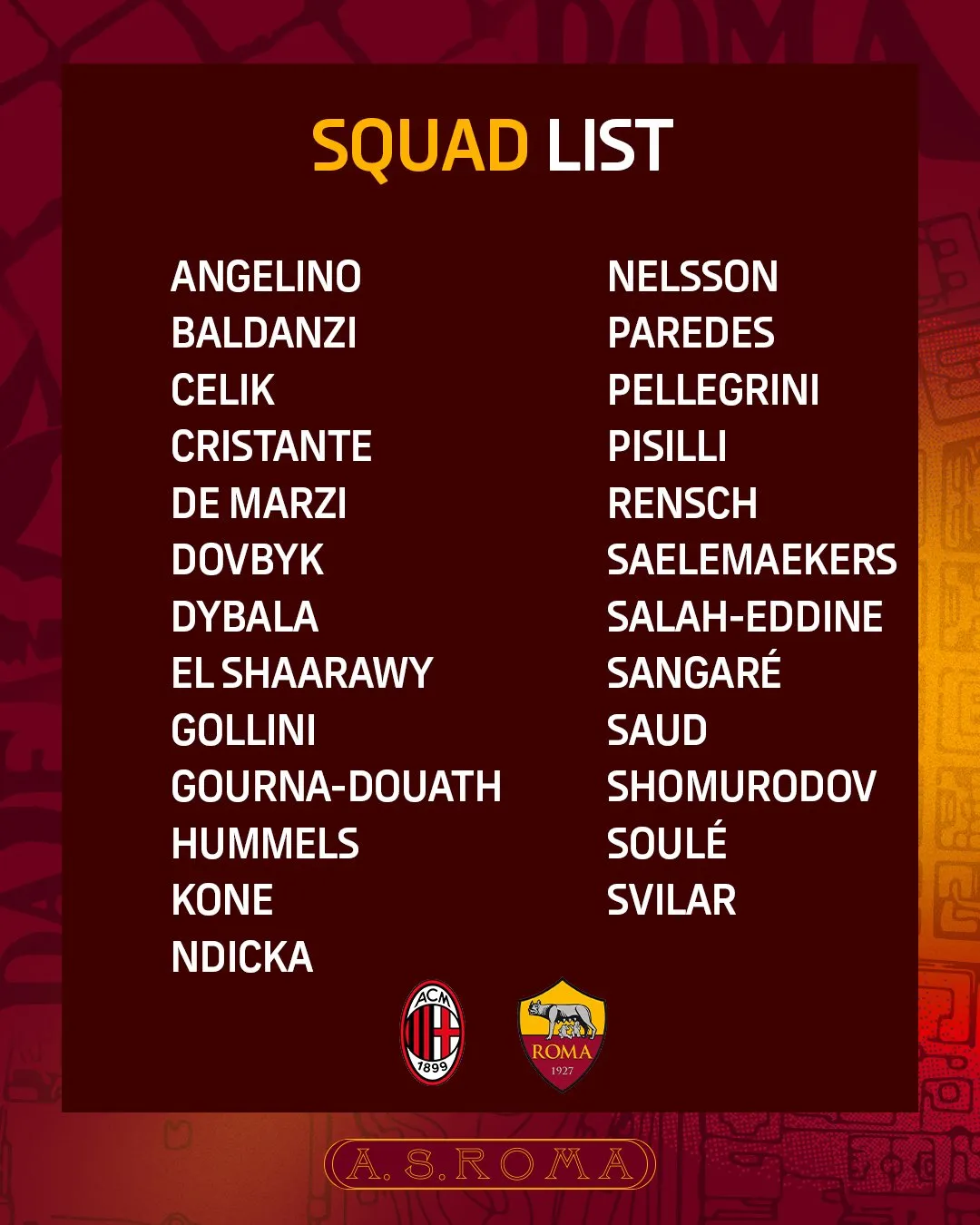 roma convocati