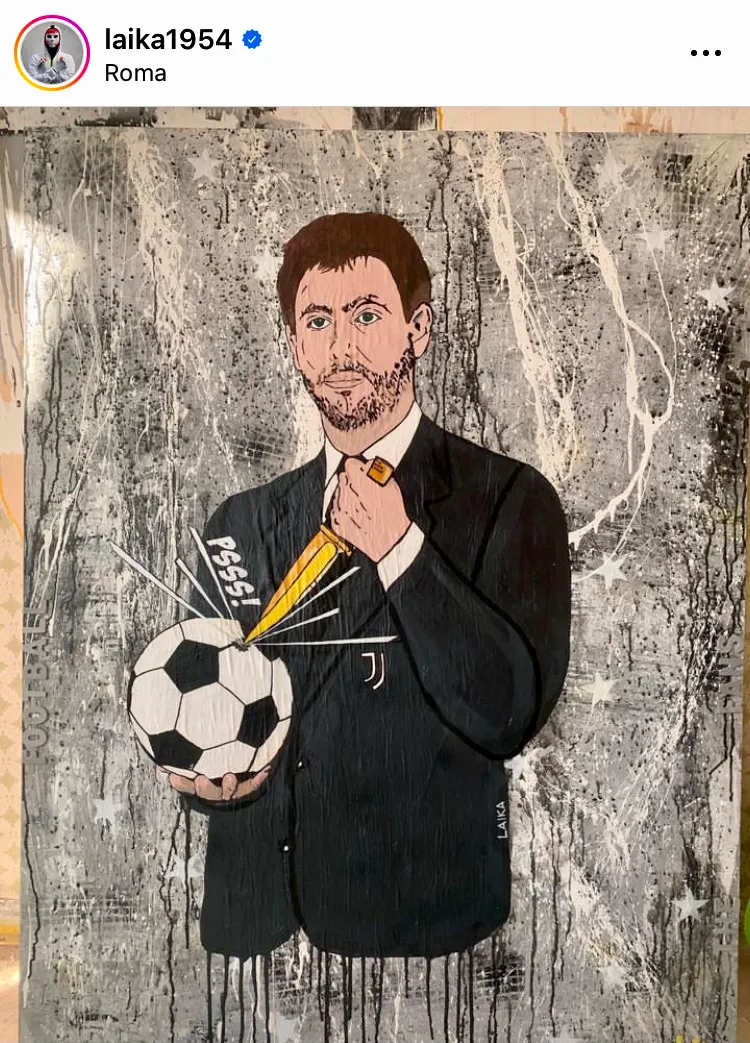 Calcio e arte, satira nell'opera di Laika "Il golpe fallito"