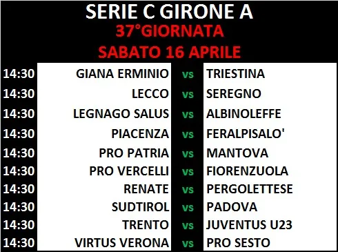37°Giornata - Serie C - Girone A