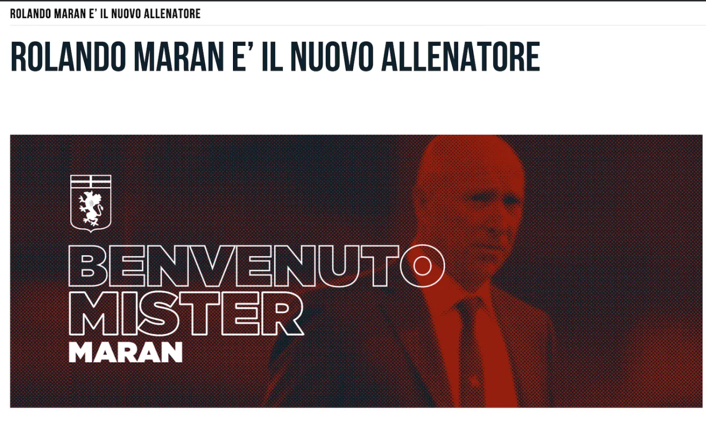 Ufficiale-Maran nuovo allenatore del Genoa.