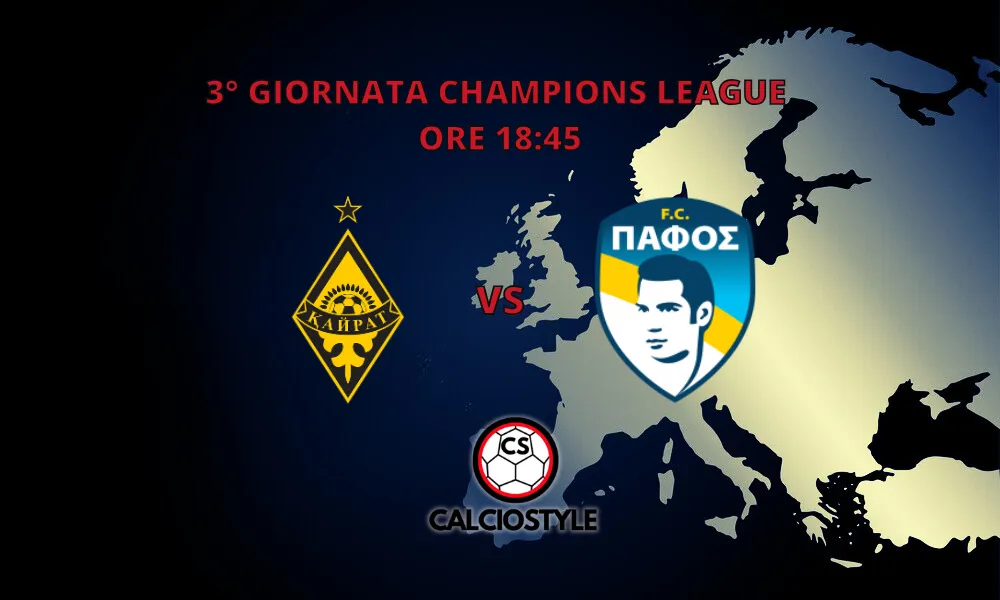 Kairat Almaty-Pafos, probabili formazioni e dove vederla