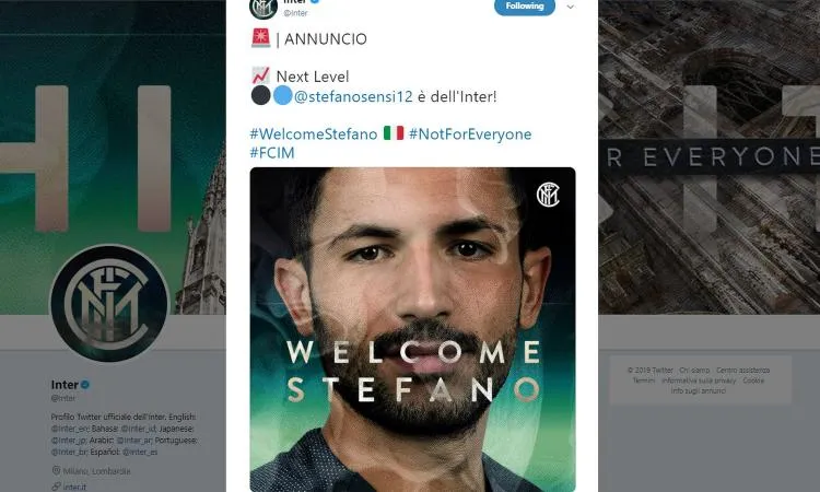 Sensi all'Inter, è ufficiale