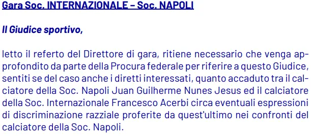 giudice sportivo acerbi