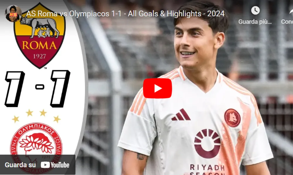 Roma-Olympiacos 1-1. Gol e Highlights