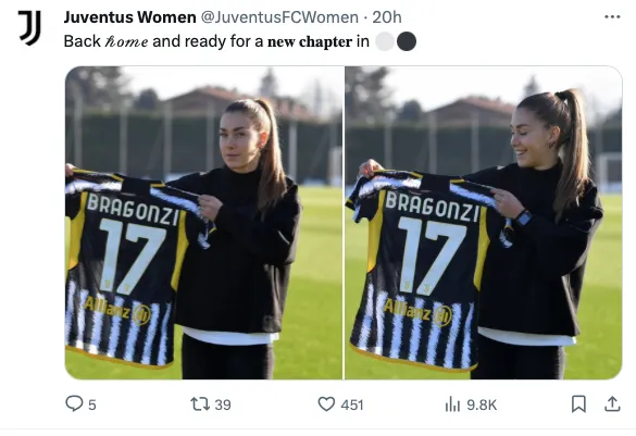 Bragonzi torna nella Juventus