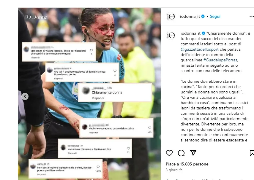 Violenza di genere, l'arbitra ferita