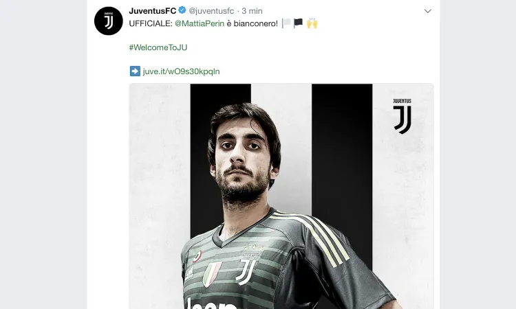 CALCIOMERCATO JUVENTUS. Juve -Perin è ufficiale!