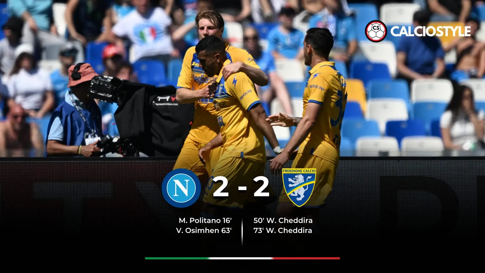 Napoli - Frosinone 2-2: pranzo indigesto per Calzona, un super Cheddira ferma gli azzurri!