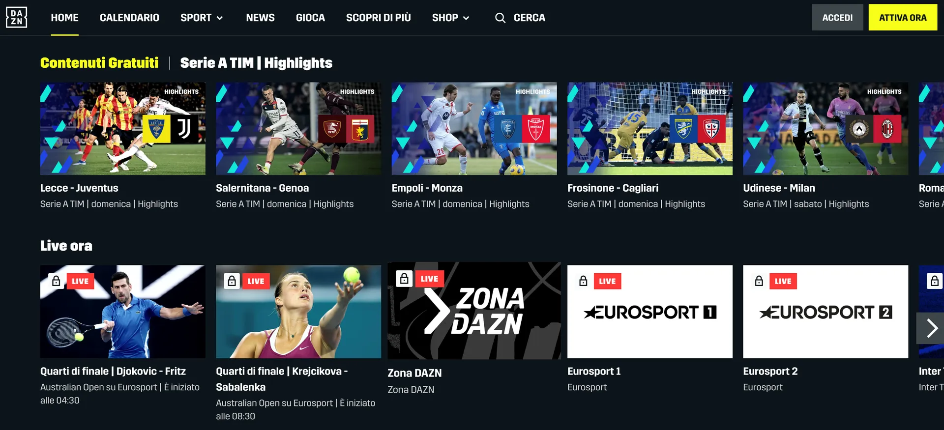 Dazn lancia la modalità Free: i contenuti