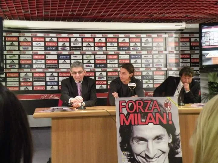 Stefano Melegari in conferenza stampa con Ibrahimovic