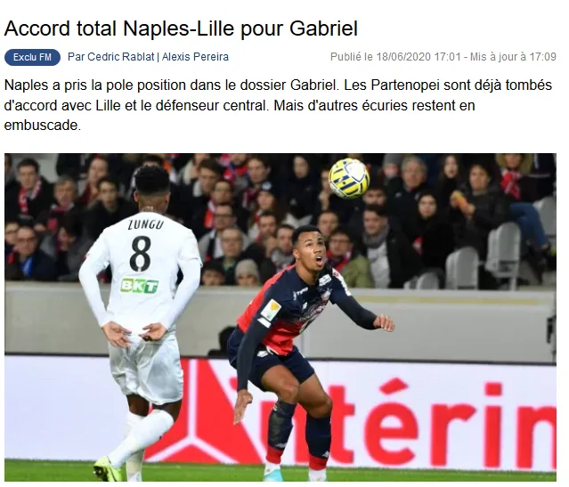 Napoli-Lille: accordo per Gabriel Magalhaes!