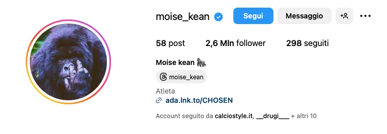 Moise Kean profilo IG