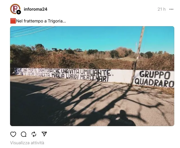 Roma: striscione di contestazione