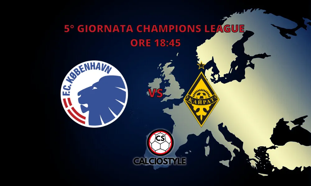 Copenaghen-Kairat: probabili formazioni e dove vederla