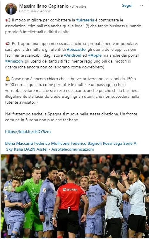 Pezzotto, post Capitanio