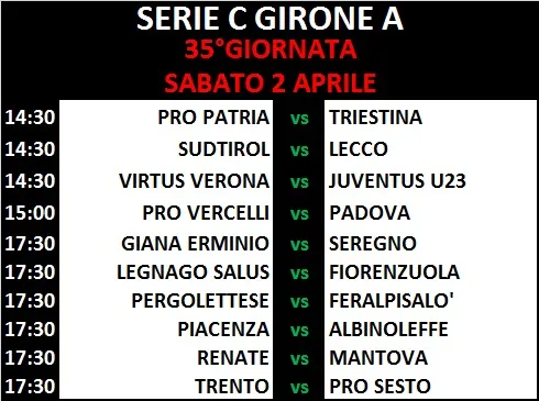 35°Giornata Serie C Girone A