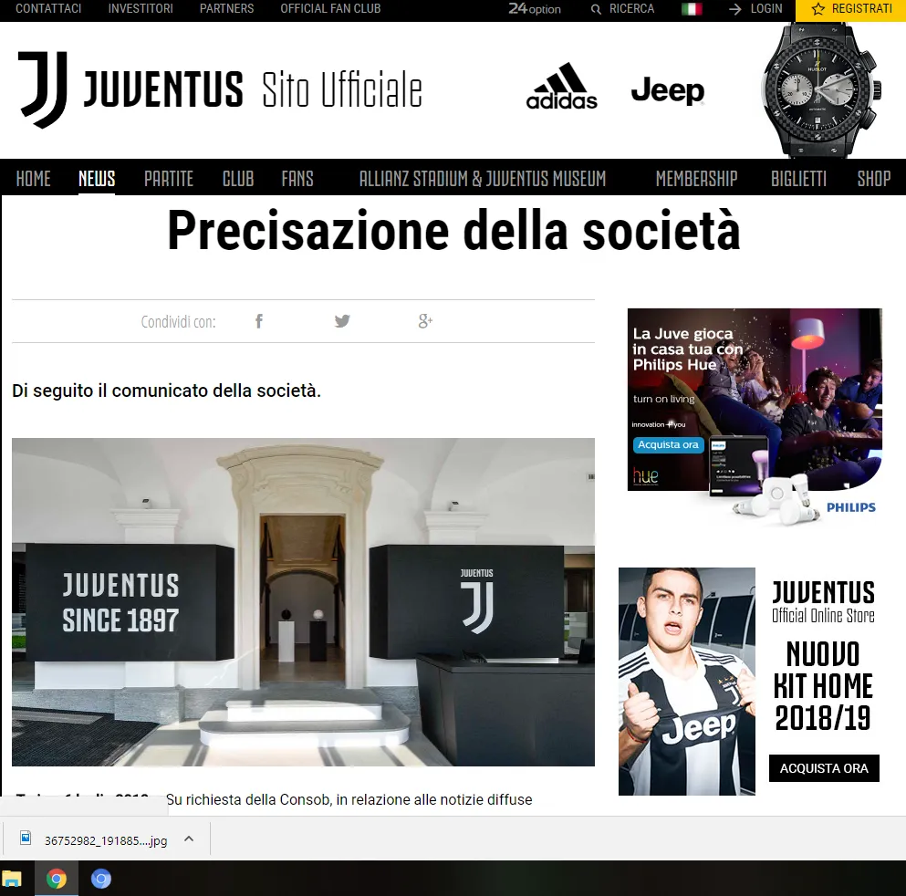 Ronaldo fa volare i titoli in borsa della Juventus.