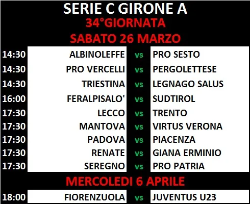 Prossimo Turno Serie C - Girone A