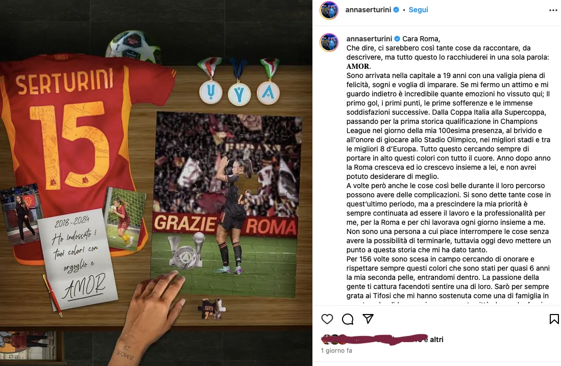 Serturini addio Roma