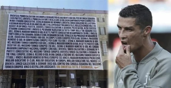 Maxi cartellone per Ronaldo a Torino: "Ora dimentica tutto, e ricomincia"