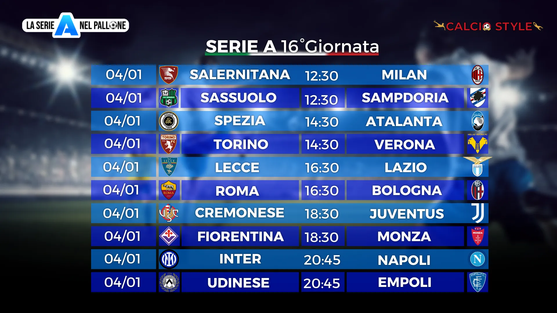 Torna la Serie A: ecco il programma